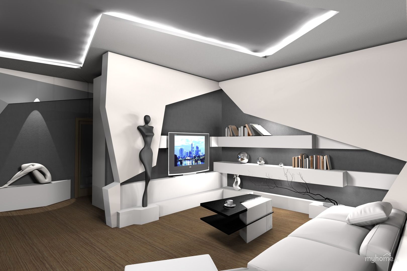 futuristic living room interior design