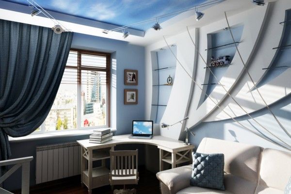 Marine Style Interior Design in the creative study room for adventurous kid