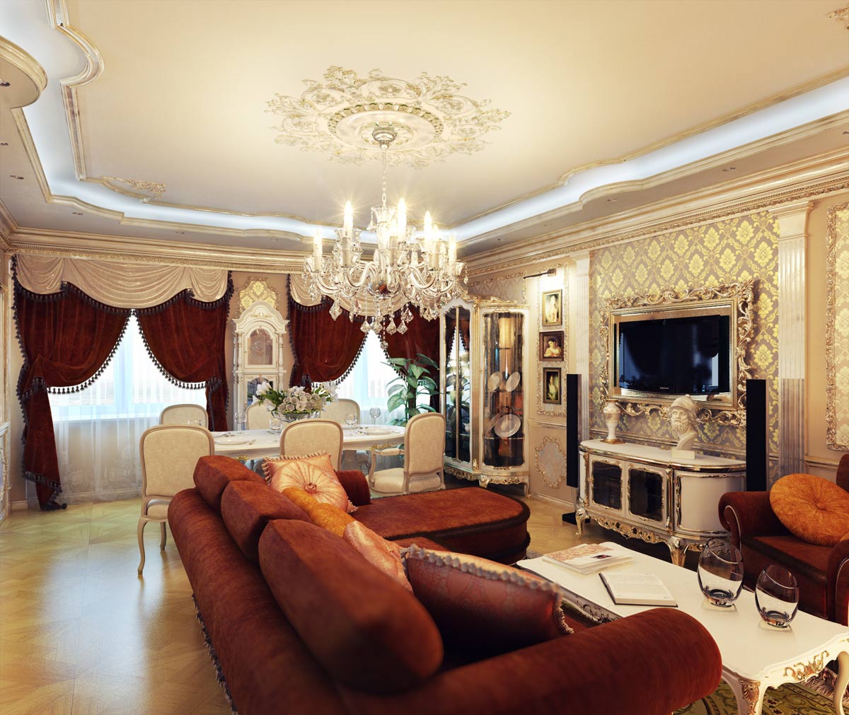 Old Style Room in a Boarding House Classic Interior Design  Style  Classicism style  