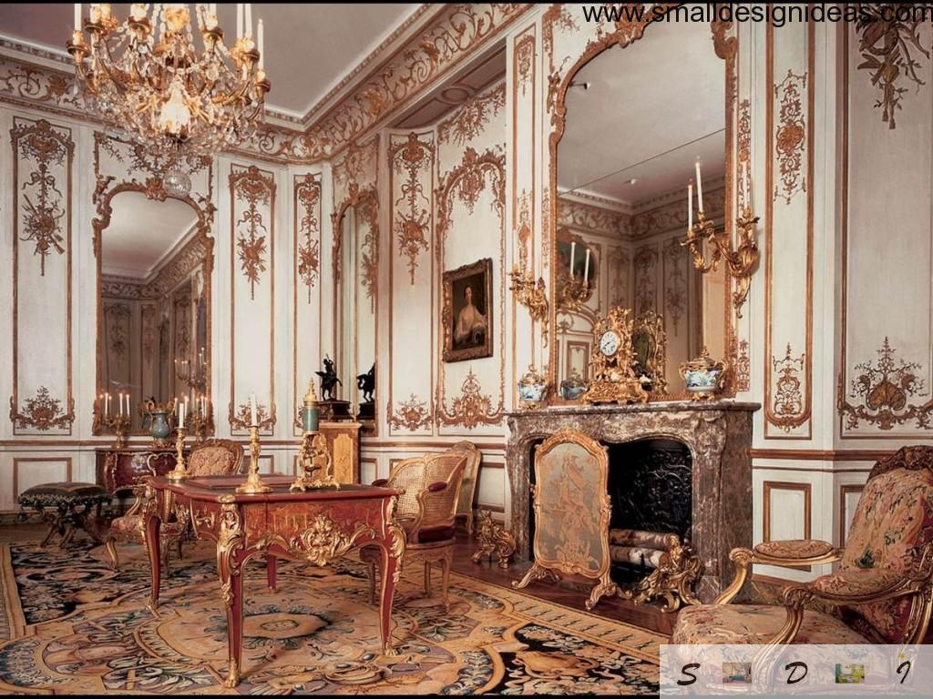Living Room With Gold Rococo Pur Ple