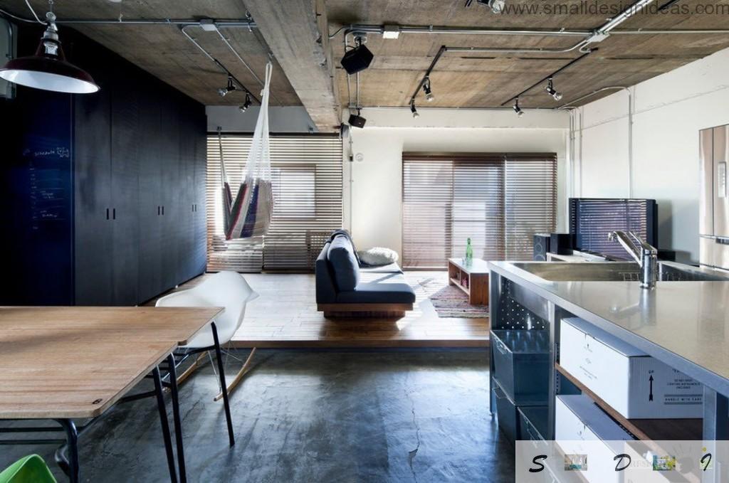 Real Japanese Studio Apartment Loft Design with the lifted up living zone