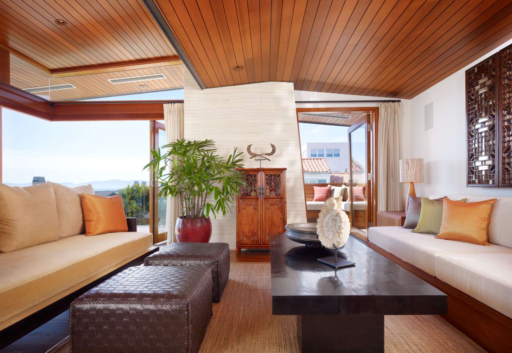 wooden ceiling for living room