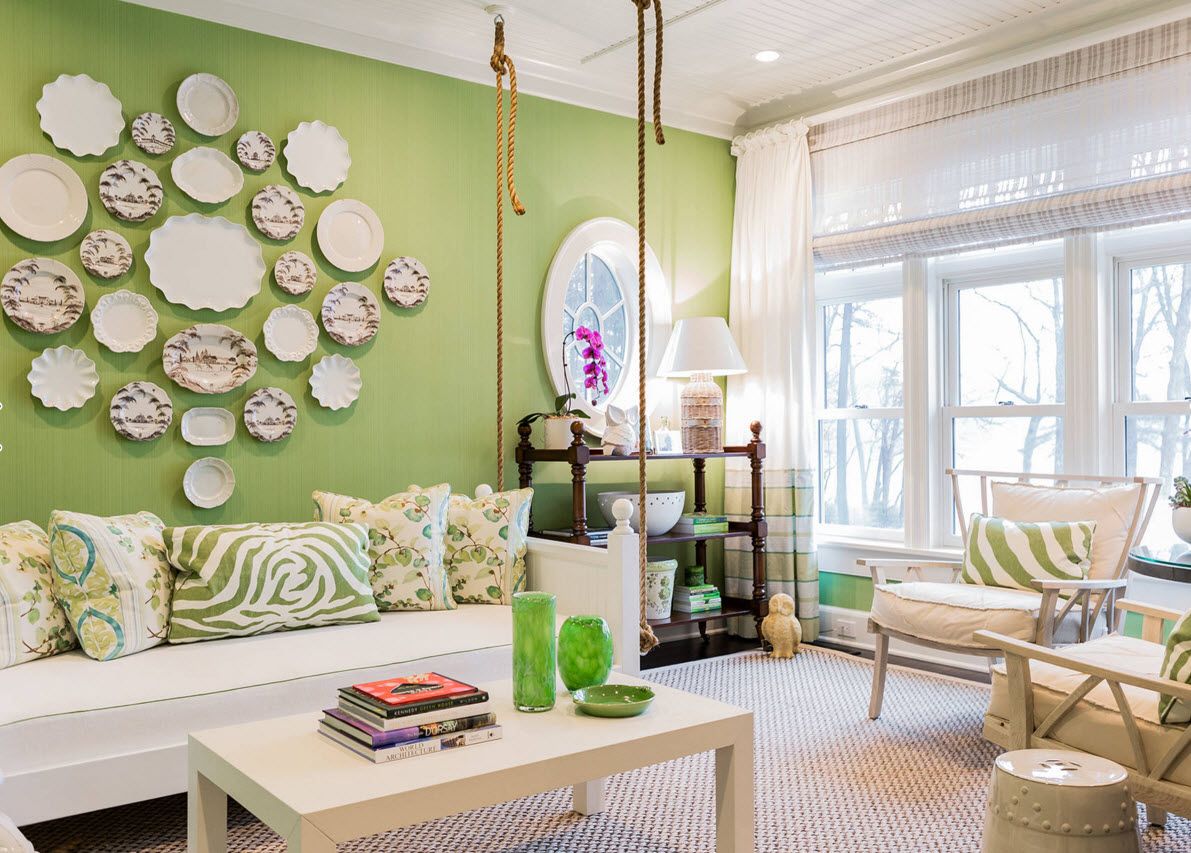 pastel green living room accessories