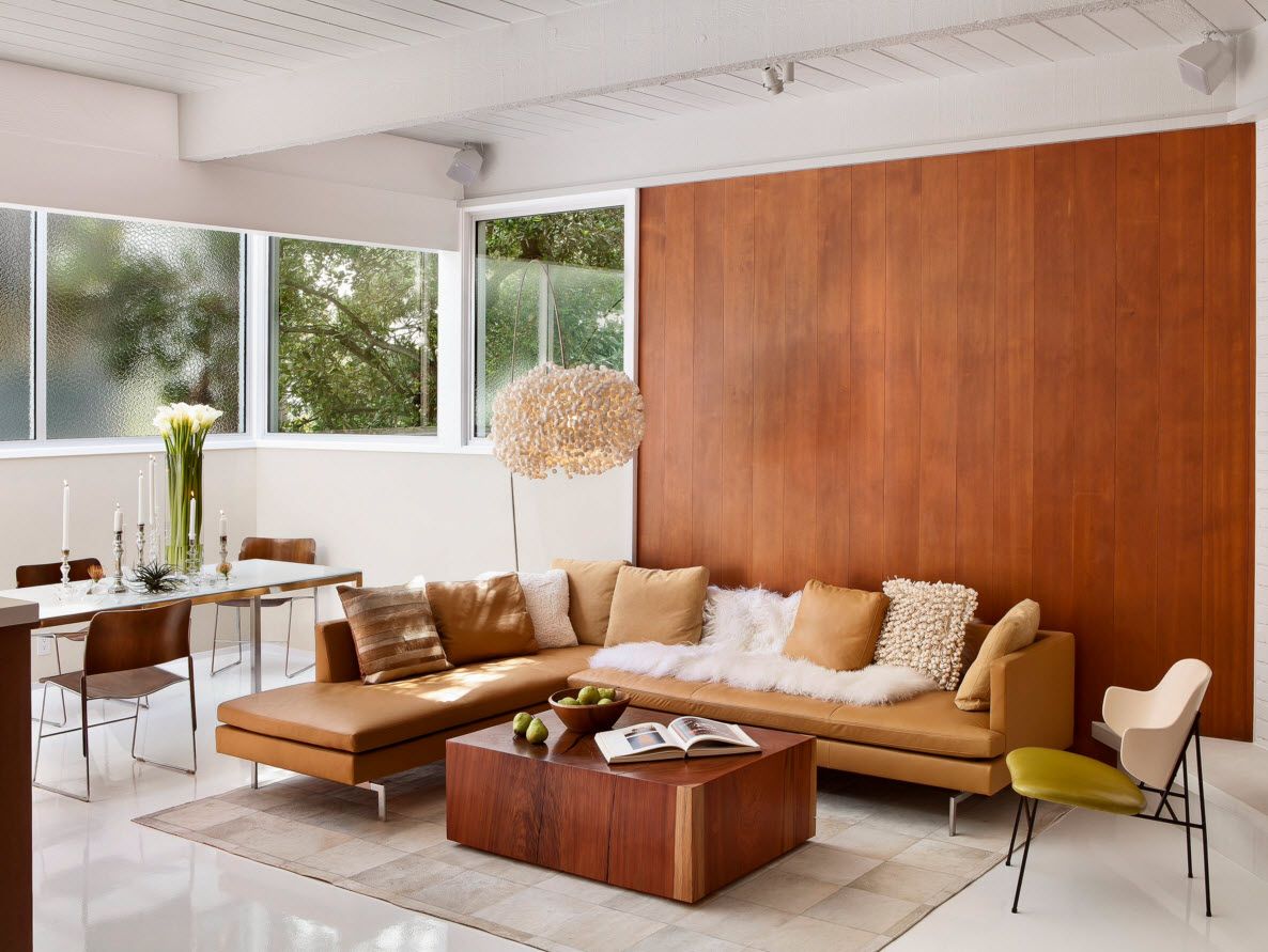 walnut and beige living room