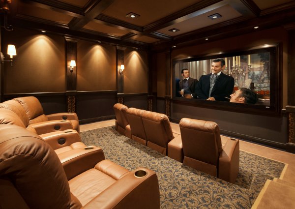 Home Theater as Addition to Large Modern Interior - Small Design Ideas