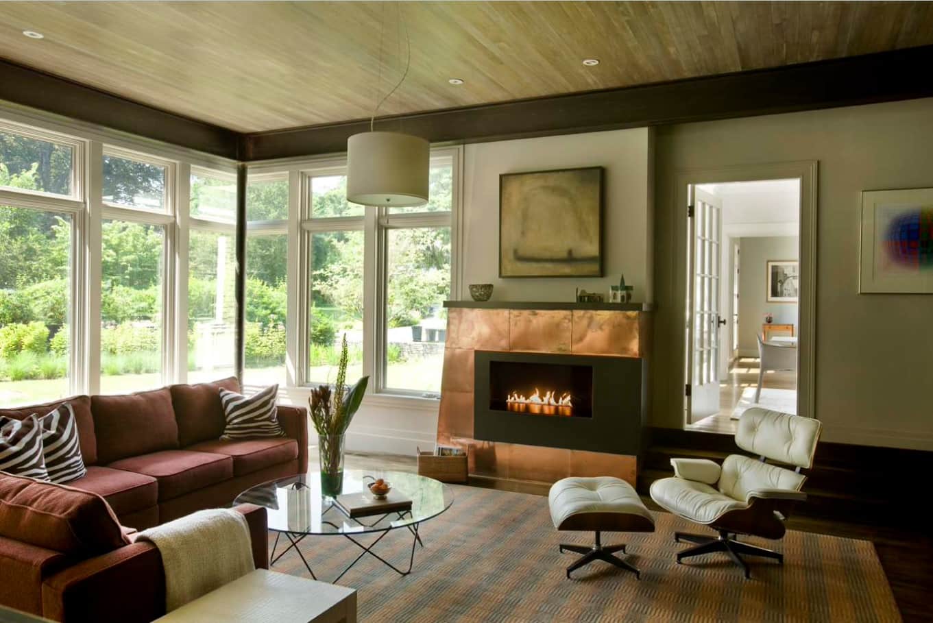 modern living room with copper