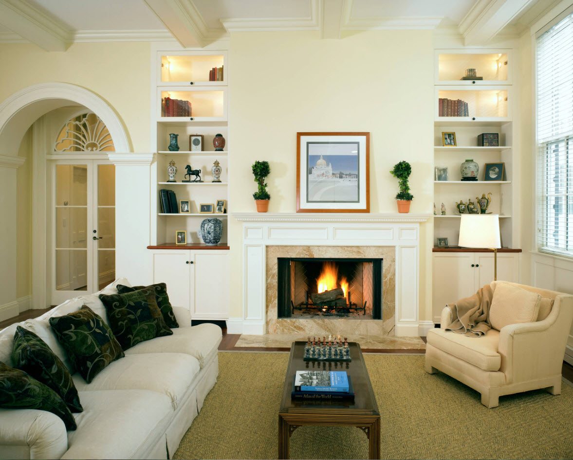 living room with arch wall deisgn