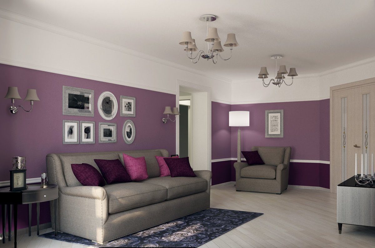 lilac and blue living room